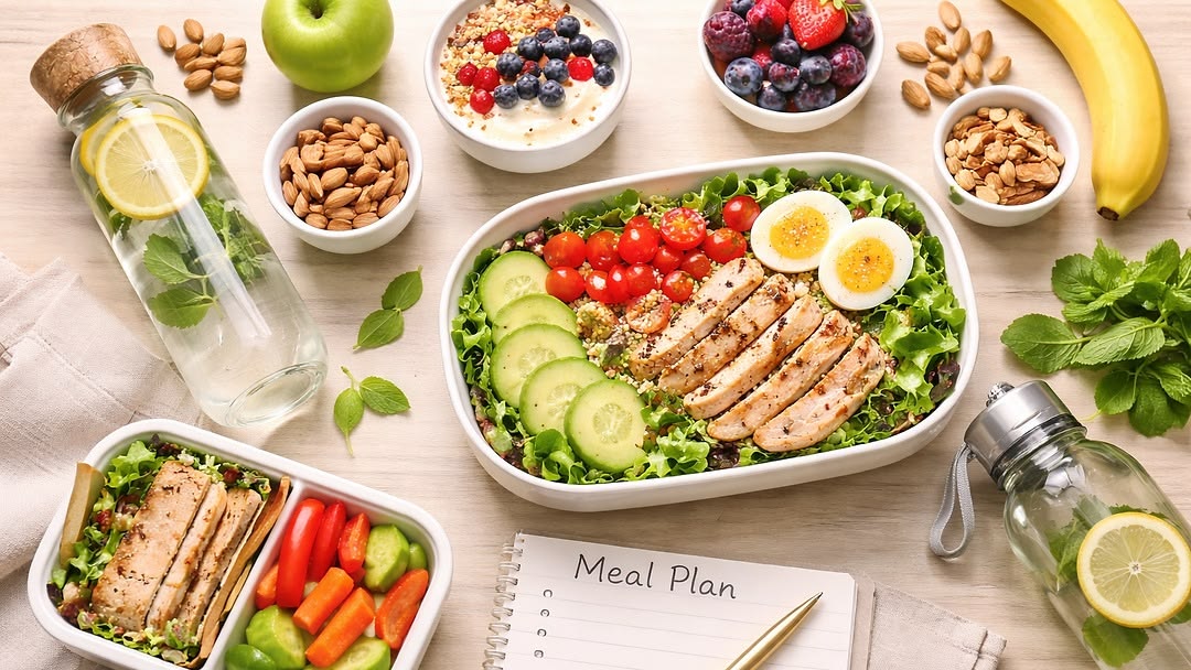 Diagram showing macronutrient balance across daily meal times
